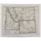 1891 Montana Map Wyoming Idaho Antique Full Color Railroads Rivers Mountains Vtg