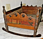 Antique Eastlake Rocking Cradle Crib Bed Baby Doll Salesman Sample