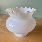 Vintage White Milk Glass Ruffled Edge Petticoat Lamp Light Shade 5 5  Tall Nos 