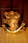 Vtg 4 4  Anri Hand Carved Wood Carving Angel Putto Cherub Head Figure Sculpture