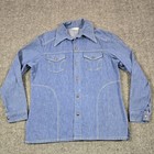 Montgomery Ward Shirt Jacket Blue Denim Snap Front Chambray Long Sleeve