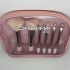 The Cr  me Shop Pink Makeup Brush Set W  Zipper Pouch  Flat   Round