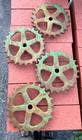 Vintage John Deere Cast Iron Planter Gears Qty 4 Steampunk Industrial Garden Art