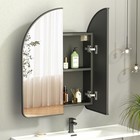 2 Door Arched Medicine Cabinet Mirror Bathroom Mirror Cabinet Wall Mounted Black