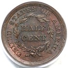 1855 C-1 Pcgs Ms 63 Rb Braided Hair Half Cent Coin 1 2c