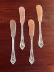  4  Lot Wallace Rose Point Sterling Silver Flat Handle Butter Spreaders 5 5 8 