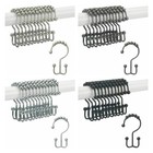 12pcs Metal Shower Curtain Hooks Rings Double Glide-roller Set Stainless Steel