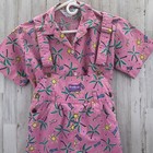 Rare 80   s Vintage Oshkosh B Gosh Pink Tropical Overalls Set Sz 12 14 Tapered Leg