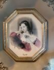 Vintage Framed Lithograph Print Of A Victorian Lady   recessed