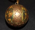 Rare Antique 19thc Persian Qajar Brass Hand-pierced Lacquer Sphere Metalwork
