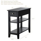 Set Of 2 3 Tier Nightstand Bedside Side End Table W double Shelves Drawer Black