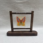 Handcrafted Wooden Miniature Loom With A Seed Beaded Butterfly