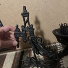 Antique Cast Iron Oil Lamp Wall Mount Swing Arm Holder Sconce Wired Works