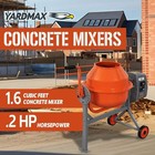 Yardmax Concrete Cement Mixer Low-profile Height Portable Stamped Steel Drum