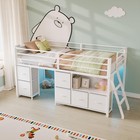 Kids Twin Loft Bed With 6 Drawers Storage  Desk   Ladder  under   bed Space  white