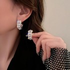 925 Sterling Silver Elegant Crystal Stud Earrings For Women Girls Wedding   