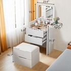Compact Makeup Vanity Desk Led Mirror Stool 3 Drawers Bedside Dressing Table New