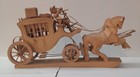 Antique Hand Carved In Germany Wooden Stagecoach 1950s