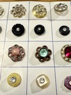 80 Sparkle Vintage  Crystal Buttons On Collector s Card Fancy Rhinestone Types