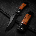 8 75   wood Black Tactical Spring Assisted Open Blade Folding Pocket Knife Hunting