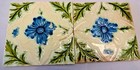 Antique English Tile Porcelain Majolica Art Nouveau Purple Flower Motif 2pc   54