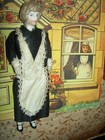 Antique German  6  Bisque  Original Maid servant Outfit  Dressed Dollhouse Doll