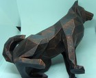 3d Low Poly Printed Shiba Inu Akita Wolf Dog Copper Black Sculpture Figurine 8 t