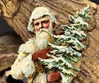 Santa Claus In White Robe W  Christmas Tree Victorian Die Cut Scrap - L1
