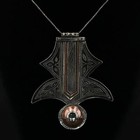 Vtg Sterling Silver - Moroccan Tuareg Tribal Huge Pendant 25  Necklace - 26g