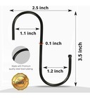  Pack 60 Black S Hooks For Hanging 3 5 Inch Heavy Duty Durable Metal Hooks
