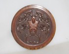 Victorian Carved Wooden Panel Plaque Old Antique Wood Fruit Leaf Ribbon 12 w