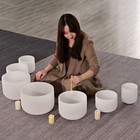 Cvnc 432hz 6-12  7pcs Frosted White Quartz Crystal Singing Bowls W case Yogagift