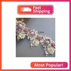 Bogzon 1 Yard Elegant Vintage Style Apricot Polyester Lace Flower Pearl Beads Ri