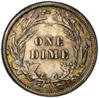 1908-p Pcgs Genuine Unc Barber Dime   Rainbow Toning   40th Anniversary Label