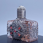 Collectible Czech Bottle For Perfume Art Deco Pink Glass Big Parfume Vial
