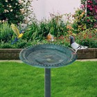 Antique Green Bird Bath Pedestal Outdoor Garden Bird Feeder Water Bowl