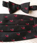 Keys   Lockwood Cummerbund And Bow Tie Black With Red Whales Formal Wedding