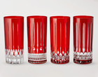Williams Sonoma Set  4 Wilshire Jewel Cut Red Highball Glasses 13 Oz New In Box