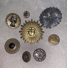 Lot Of 8 Antique Fancy Metal Buttons Brass Silver Filigree Sunshine Face