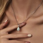 Opal Pendant Sterling Silver - Minimalist Teardrop Fire Opal Dainty Necklace