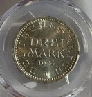 Germany  Weimar Republic  3 Mark 1924 A  Berlin Attractive Silver Coin Pcgs Ms63