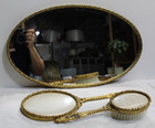 Vintage Vanity Collection   Brush Vanity Tray Hand Mirror   Brass Filigree