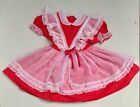 Girls Dress Betty Oden Size 5 Red White Pinafore Lace Full Circle Crinoline Vtg