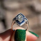 Vintage Style Lab Created Diamond Art Deco Milgrain Engagement 14k Gold Fn Ring
