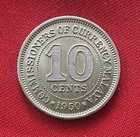 Malaya 1950 10cents  Km8  19 5mm