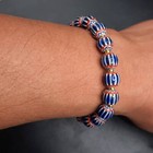 Wonderful Vintage Venetian Trade Old African Chevron Glass Beads Rare Bracelet 