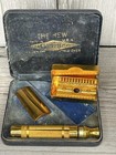 Vintage Gillette New Safety Razor Set - Gold - Collectible Shaving Kit