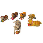 Lot 6 Vintage Wind Up Tin Toy Cat Ball Most Work Key Included Japan