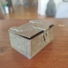 Antique Miniature Persian Arabic Wood Lined Hand Etched Brass Box
