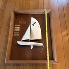 Vintage Wooden Half Hull Ship Model Nautical Decor Framed Yacht 1960   s 21   x17   